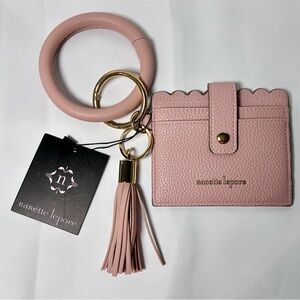Nanette Lepore Card Holder Keychain w/ Removable Bracelet Blush Pink NWT
